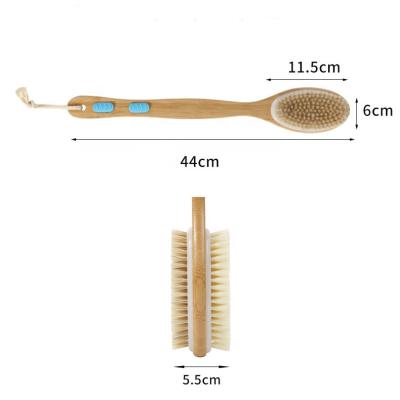 China All Natural Customized Anti-Slip Logo Long Handle Bristle Bath Body Exfoliating Back Brush Scrubber For Shower for sale