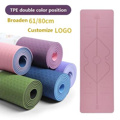 China Hot Sale Wholesale Hot Sale Double Layer 6mm Strip Yoga Mat PU Gym Non-Toxic Non-Toxic Mat Good Quality Non-slip Anti-slip for sale