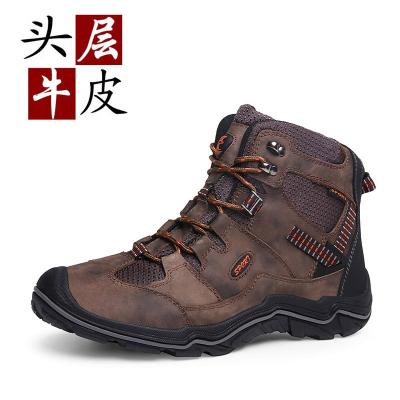 China Mountaineering Hiking Casual Outdoor Rise Non-slip Running Shoes Hot Selling Large Size Men's Leather Shoes New Cowhide High Top Shoes Amazon for sale