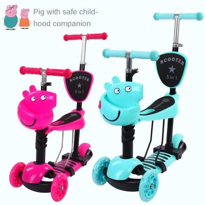 China Adjustable Handlebar Height Factory Direct Sales Popular Toys New Multifunctional Mini 5 in 1 Kick Scooter 3 Wheels Kids Scooter Kids Scooter for sale