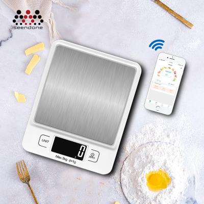 China WITH LID Food Scale For Kitchen Digital Diet 5Kg Kitchen Scale APP Stainless Steel Platform for sale