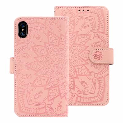 China 2021 Newest Anti-fall Fancy Sunflower Emboss Magnetic Flip Cover Wallet Case with Sorting Box for sale