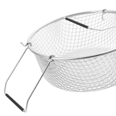 China Viable Food Grade 304 SS Kitchen Hardware Accessories Wholesale Free Samples Wire Mesh Foldable Frying Chef Basket Sieve/Colander for sale