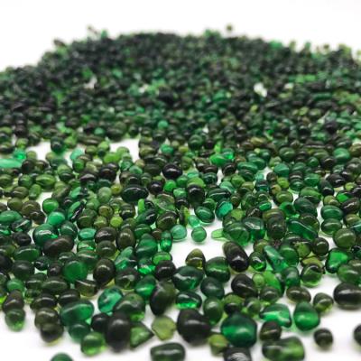 China GB-016 Modern Dark Green Color Glass Beads And Glass Stone For Decorate Garden And Fire for sale