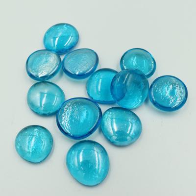 China Modern Flat Sky Blue Color Frosted Glass Beads For Garden Decorating for sale