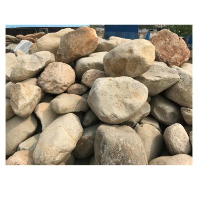 China Modern yellow&brown color 150-1000mm big size of river stone rocks for waterfall landscape for sale