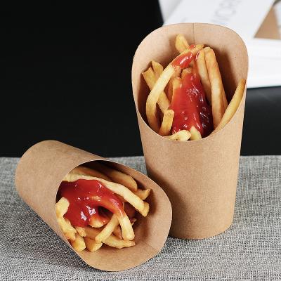 China Simplicity Custom Flexo Production Printed Disposable Take Away Biodegradable Personalized 300g PE Coated Fries Single Wall Paper Cup for sale