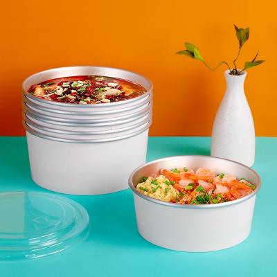 China Disposable Catering Rice Soup Salad Food Wrapping Aluminum Foil Recyclable Custom Printing Chinese Paper Bowl With Lid for sale