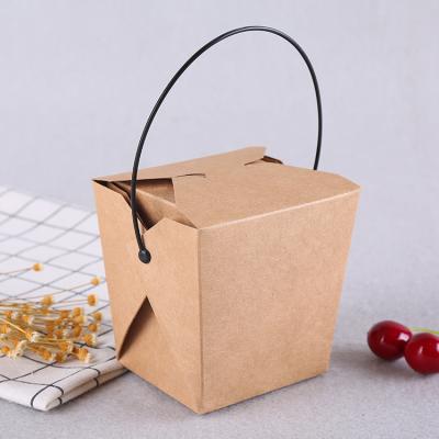 China Customization Wholesale Disposable White/Brown Kraft Take Away Food Packaging Lunch Gift Fruit Cookie Candy Handle Paper Boxes With Handle for sale