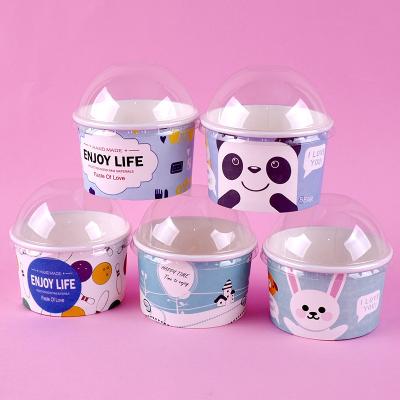 China Wholesale Custom Good Quality Food Grade Paperyogurt Wrapping Paper Disposable Best Selling White Ice Cream Cup With Lids With Spoons for sale