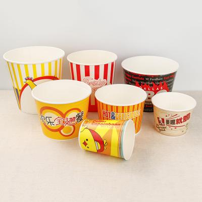 China Waterproof Popcorn Paper Cup Bucket, Wholesale Custom Printed Disposable Takeout Paper Packaging Bucket For Fried Chicken for sale