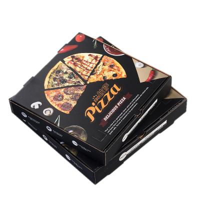 China Wholesale custom printed black biodegradable paper packaging restaurant takeaway food grade disposable pizza packaging box with logo for sale