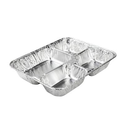 China Microwave Maker Safe Bulk Disposable Food Grade Aluminum Foil Pan With Plastic Lid for sale