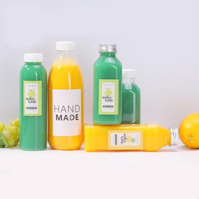 China Simple Wholesale Portable Biodegradable Disposable Juice Drink Container White Clear Square Plastic Bottle for sale