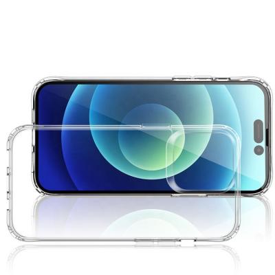 China Silicone TPU Phone Case Max Wireless Charging Cover 14 Pro Shockproof Clear Non Yellow Acrylic For iPhone 14 12 11 Pro Max X XR XS for sale