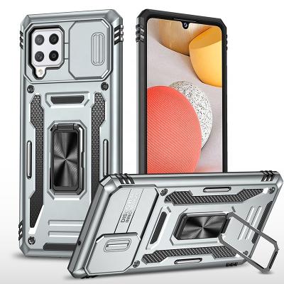 China Shockproof 2 in 1 Dual Layer Armor TPU PC Slide Camera Back Cover with Ring Holder Case Coque Mobile Phone for Samsung Galaxy a32 4g for sale