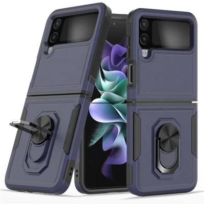 China Shockproof Drop Protection Kickstand Galaxy z Flip 4 360 Degree Metal Ring TPU Pfunda Case celular for samsung flip 4 z 3 phone case for sale