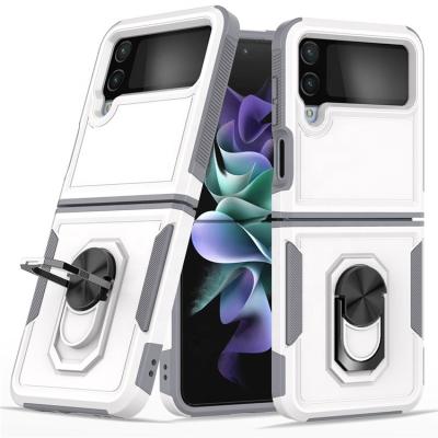 China Shockproof Drop Protection Kickstand Galaxy z Flip 4 360 Degree Metal Ring TPU Pfunda Case celular for samsung flip 4 z 3 phone case for sale