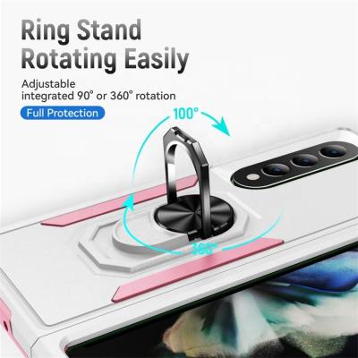 China Shockproof 2 in 1 Kickstand shockproof galaxy Z fold 4 TPU PC metal ring funda coque celular phone cover for samsung z fold 4 case for sale