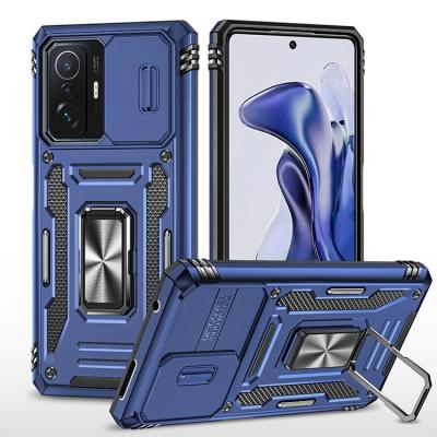 China Shockproof Shockproof Coque Cell Mobile Phone Cover Metal Ring Kickstand TPU Slide Camera Cover Holder Case for xiaomi 11t pro 5g for sale