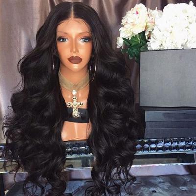 China Easy Apply Long Curly Natural Wavy Raw Hair Black Hair Closures Synthetic Wig for sale