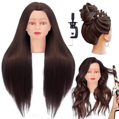 China Easy Apply Cosmetology Mannequin Head With Synthetic Hair And Adjustable Stand For Hair Braiding Styling for sale