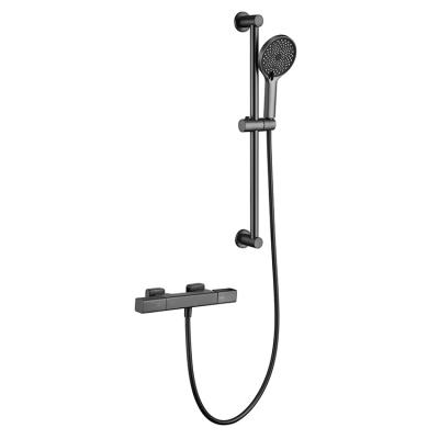 China Sliding Bar Gun Gray Surface Treatment Free Round 304 Stainless Steel Shower Faucet Multifunctional Sleeve Ceramic Style Write Wall Type for sale