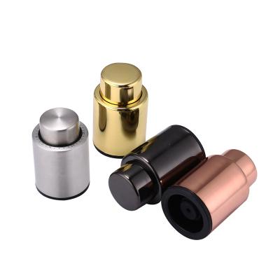 China Viable Silver Polished Stainless Steel Red Wine Closure Bottle Wine Vacuum Stopper With Date Mark for sale