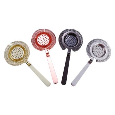 China Viable Bartender Tool Ice Strainer Stainless Steel Strainer Maker Round Deluxe Hawthorn Bar Strainer for sale