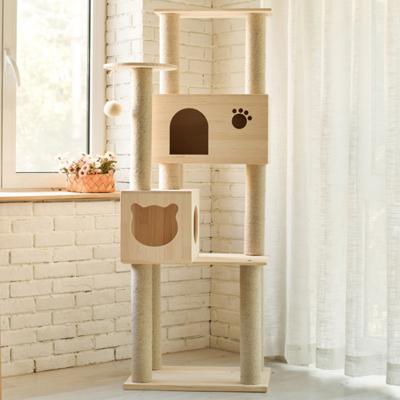 China Breathable Solid Wood Detachable Multilayer Sisal Cat Climbing Frame Cat Tree Cat Liner Column for sale