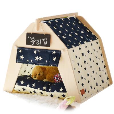 China Breathable Dog Cat House Tent Small And Medium Pet House Can Open And Wash Wooden Yurts Teddy Bomei PET for sale