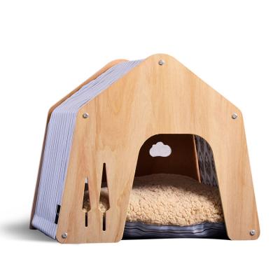 China Outdoor Breathable Kitty House Cat House Pet Friendly Wooden Cat House For Playing And Resting for sale