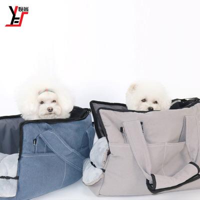 China Breathable The Dog and Cat Backpack is a solid-colored, waterproof, one-shoulder denim handbag for sale