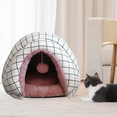 China Winter cat fleece cat capsule shell viable super thick thick nest removable semi-enclosed rabbit nest for all seasons for sale