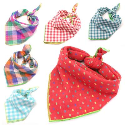 China Double Layer Plaid Dog Scarf Bandana Custom Cotton Dog Bandana 100% Viable Wholesale Printed With Logo for sale