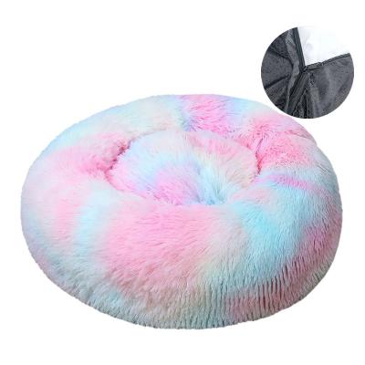 China Breathable Anti-Anxiety Donut Dog Cuddler Calming Bed Warming Comfortable Soft Fluffy Plush Cushion Washable Pet Bed for Small Medium Dogs Cats for sale