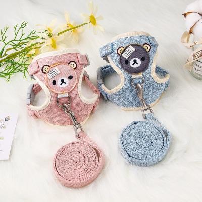 China Soft Sustainable Cartoon No Pull Adjustable Pet Harness Custom Harness Leash Set For Dogs And Cats for sale