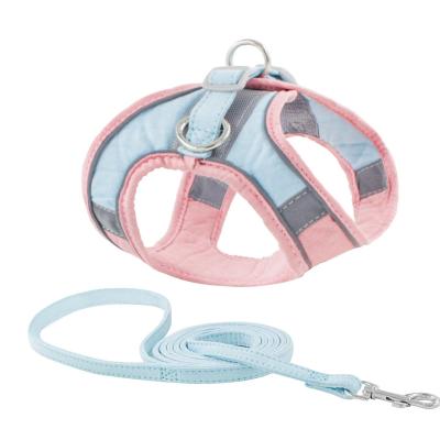 China Viable Adjustable Vest Lead Leash Walking Pet Harness Collar Reflective Breathable Polyester Harnesseas For Medium Small Dog Cat for sale