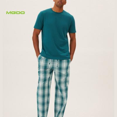 China MGOO Regular-Fit QUICK DRY Design Long Checked Bottoms Cotton Checked Pajama Set Casual Pants for sale