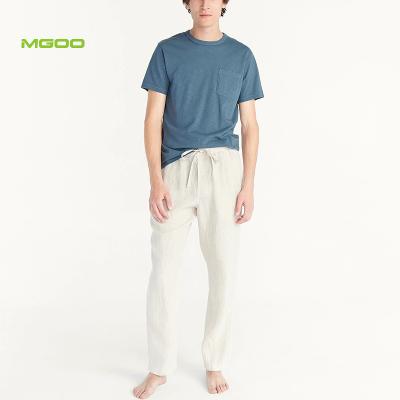 China MGOO Canvas Men's Pajamas Pants Casual Color Comfy QUICK DRY Solid Color Simple Loungewear Men's Pajama Sets for sale