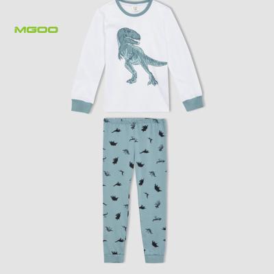 China Breathable Classic Style Crew Neck MGOO Long Sleeve Dinosaur Print Boys Clothing Kids Pajamas Set for sale