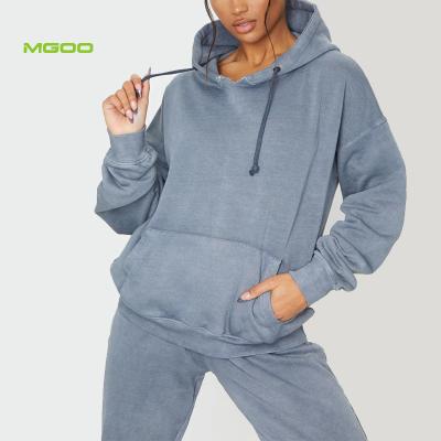 China MGOO winter sales solid color women's loungewear thermal warm women's loungewear cotton hooded set for sale