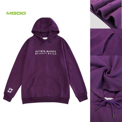 China new fashion Anti-wrinkle MGOO solid color heat transger hoodies plain cotton mens graphic hoodies letter graphic hoodies for sale