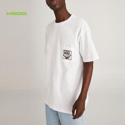 China Casual White Custom Chest Pocket Graphic Print Anti-Wrinkle MGOO Men's T-shirt Short Sleeve Cotton T-Shirt for sale