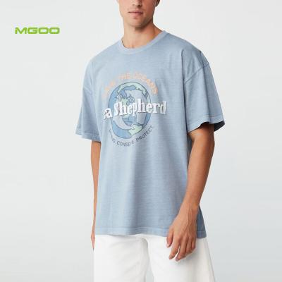 China Oversized Anti-Wrinkle MGOO T-shirt Men Short Sleeve Organic Cotton Washed T-Shirt With Custom Graphic for sale