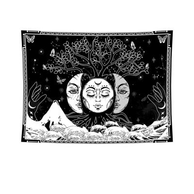 China 2022 Twill Light Factory Outlet Home Decor Tapestry Black Lightweight Tapestry Sun And Black Moon Tapestry for sale