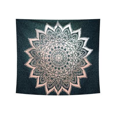 China Custom Tapestry Kit Woven Tapestry Blanket Lotus Round Mandala Print Tapestry Indian Dobby for sale