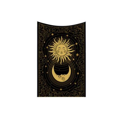 China 2022 Hot Sale TWILL Sun and Moon Black Tapestry Indian Lotus Mandala Print Tapestry Islamic Tarot Tapestry for sale