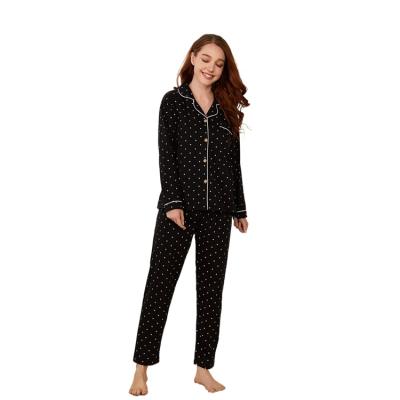 China QUICK DRY Women's Long Sleeve Pants Sets Women's Loungewear 2 Piece Lapel Cotton Loungewear Pajamas for sale