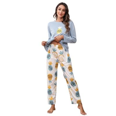 China Wholesale High Quality Daily Casual Printed Women's 2 Piece Pajamas QUICK DRY Pajamas Set Loose Lounge Pants for sale